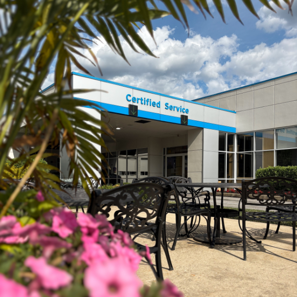 Patriot Certified Service patio with landscaping and seating